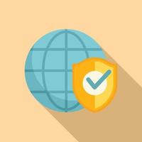 Global SSL certificate icon flat vector. Safe data vector