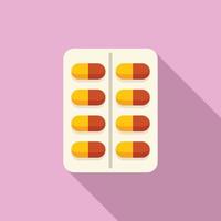 Pill blister icon flat vector. Bacteria resistant vector