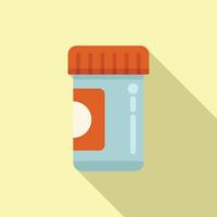 Pill bottle icon flat vector. Disease drug vector