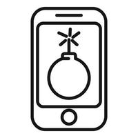 Smartphone bomb icon outline vector. Computer threat vector