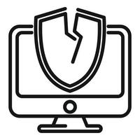 Computer error icon outline vector. Security threat vector