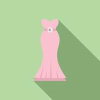 Gown wedding dress icon flat vector. White veil vector