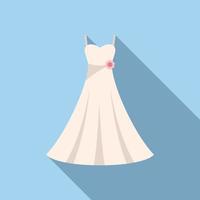 Holiday wedding dress icon flat vector. Marriage bridal vector