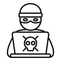 Hacker working icon outline vector. Online report vector