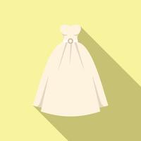 White wedding dress icon flat vector. Bridal veil vector