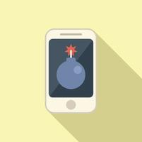 Smartphone bomb icon flat vector. Computer threat vector