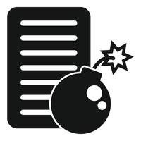 File data bomb icon simple vector. Hacker error vector