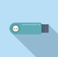 Usb virus data icon flat vector. Hacker error vector