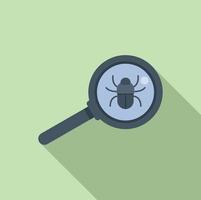 Bug magnifier icon flat vector. Hacker error vector