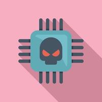 Processor malware icon flat vector. Virus error vector