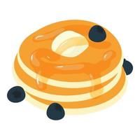 Pancake icon isometric vector. Freshly made pancake stack with butter and syrup vector