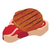 Meat food icon isometric vector. Piece of beef tenderloin and grill meat icon vector