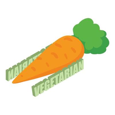 Vegetarian product icon isometric vector. Freshly picked orange carrot with leaf