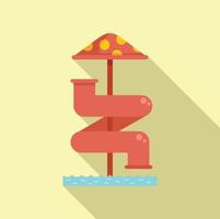 Pool slide icon flat vector. Waterpark amusement vector