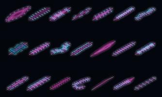 Suture icons set vector neon