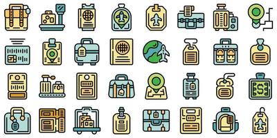 Airport travel tags icons set vector flat