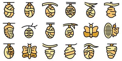 Cocoon icons set vector flat