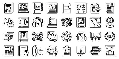 FAQ page icons set outline vector. Advice page vector