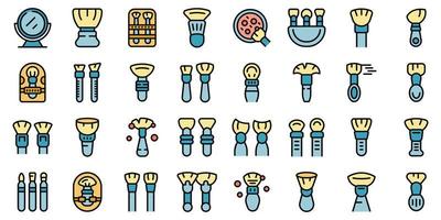 Makeup brushes icons set vector flat