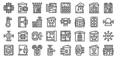 Smart home installation icons set outline vector. Internet system vector