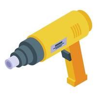 Heater pistol icon isometric vector. Wood texture vector