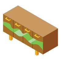 Furniture epoxy resin icon isometric vector. Wood texture vector