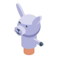 Rabbit puppet doll icon isometric vector. Child stage vector