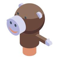 Monkey puppet doll icon isometric vector. Child stage vector