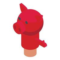 Pig puppet doll icon isometric vector. Child show vector