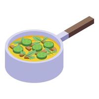 Spring dinner soup icon isometric vector. Chinese meal vector