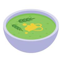 Green soup icon isometric vector. Dinner food vector