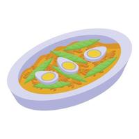 Egg soup food icon isometric vector. Family dinner vector