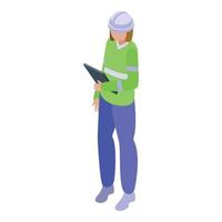 Female construction engineer icon isometric vector. Worker team vector
