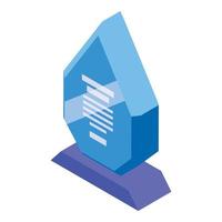 Blue crystal trophy icon isometric vector. Success reward vector