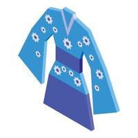 Blue flower kimono icon isometric vector. Fashion design vector