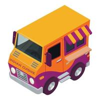 Indian cuisine icon isometric vector. Vehicle selling indian cuisine in street vector