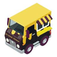 Grilled cheese icon isometric vector. Vehicle selling grilled cheese in street vector