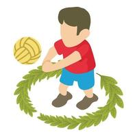 Volleyball player icon isometric vector. Male athlete with ball during game icon vector