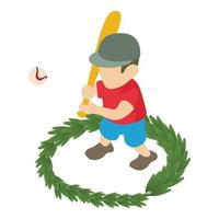 Baseball player icon isometric vector. Male baseball player with bat during game vector