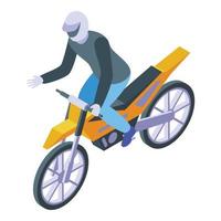 moto bicicleta icono isométrica vector. carrera cruzar vector
