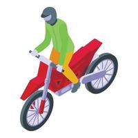 Bike rider icon isometric vector. Dirt motocross vector