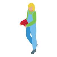 Woman brick worker icon isometric vector. Female engineer vector