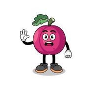 plum fruit cartoon illustration doing stop hand vector