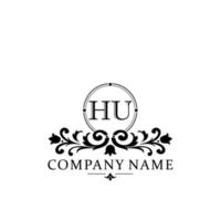 letter HU floral logo design. logo for women beauty salon massage cosmetic or spa brand vector