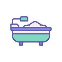 bathtub icon with filled color style vector