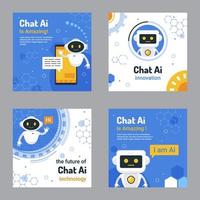 Set of Chat AI Social Media Post vector