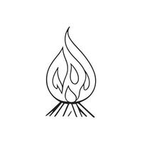 Simple Hand-Drawn Bonfire Outline in Flat Design vector