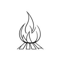 Simple Hand-Drawn Bonfire Outline in Flat Design vector