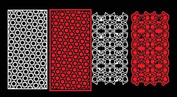 Decorative wall panels set Jali design for graphic and plywood,partition, foam, acrylic and CNC machine cutting. vector