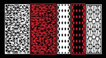 Decorative wall panels set Jali design for graphic and plywood,partition, foam, acrylic and CNC machine cutting. vector